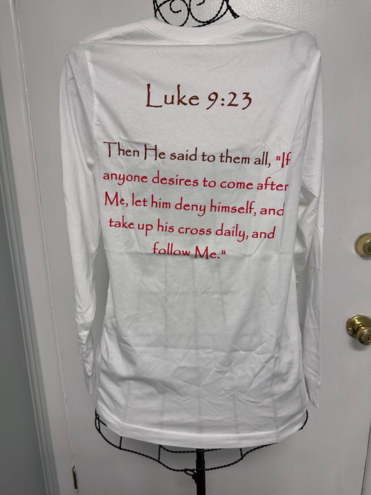 Carrying My Cross Pocket Logo Long sleeve T-shirt (White)