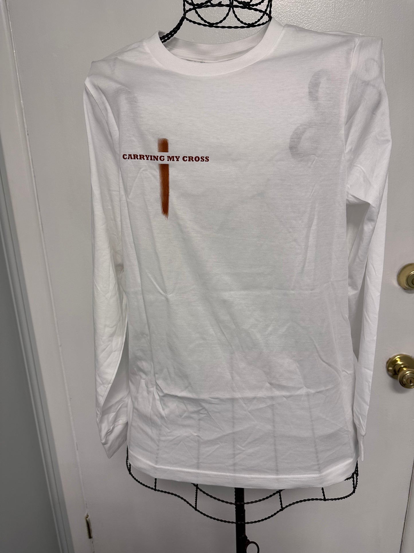 Carrying My Cross Pocket Logo Long sleeve T-shirt (White)